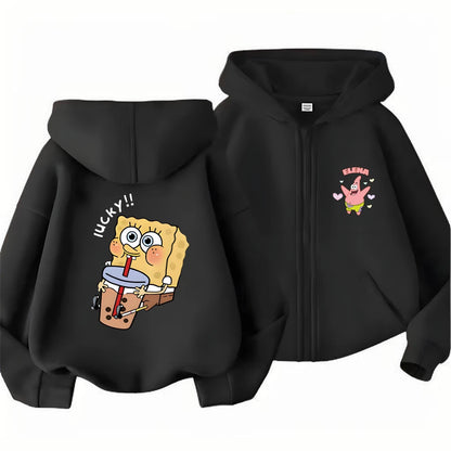 Hoodies Coat SpongeBob SquarePants Children gifts Zipper style Girls Boys Age 3-12 Kids Fashion