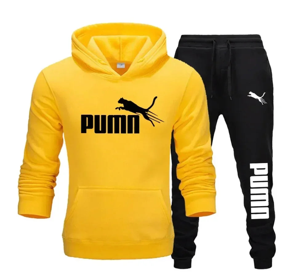 Autumn and Winter Men's Pullover Hoodie and Pants Two-Piece Set
