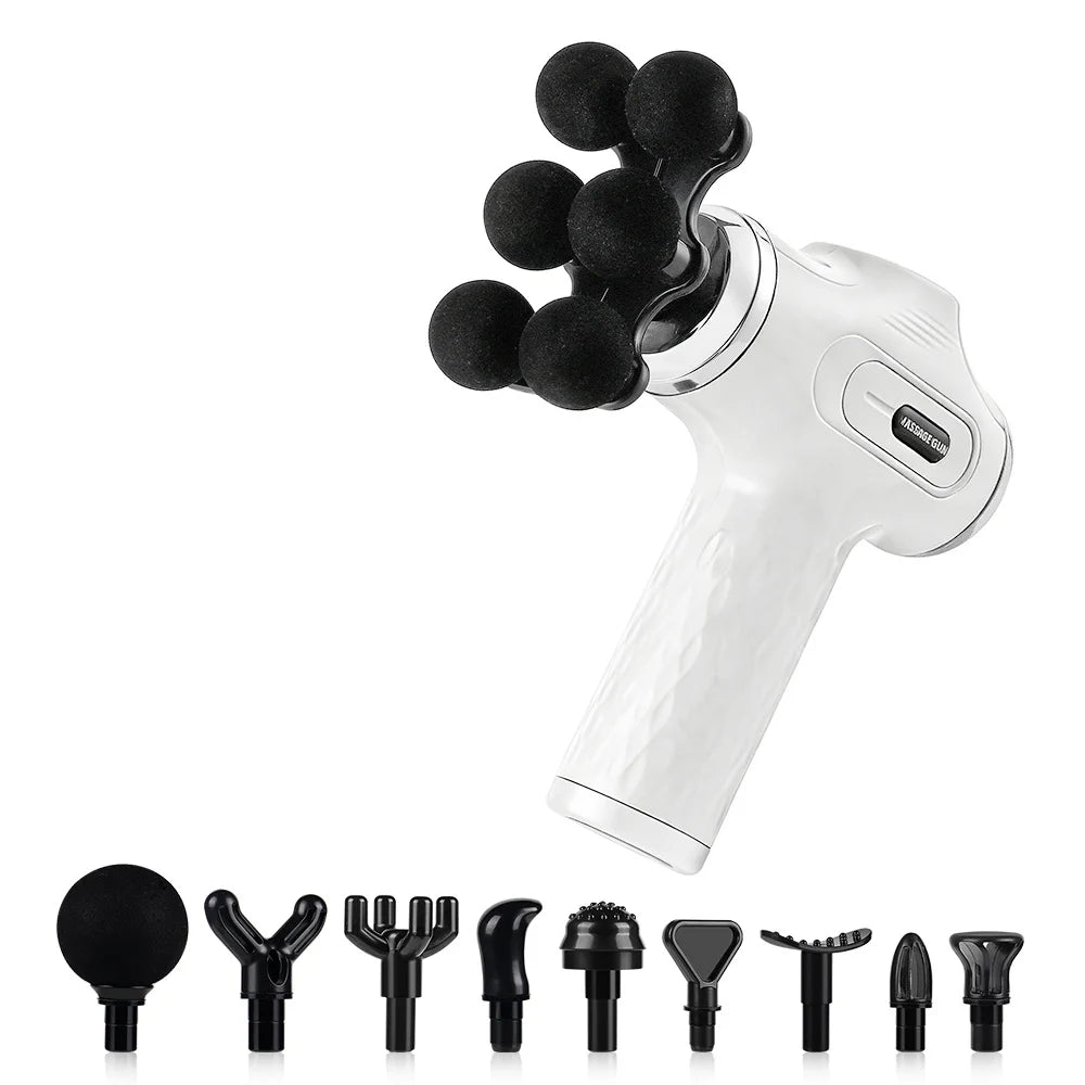 Mini Fascia Gun 38 Level High Frequency Vibration 6-Heads Body Massage Gun Muscle Relaxation Shoulde Waist Back Leg Arm Massager