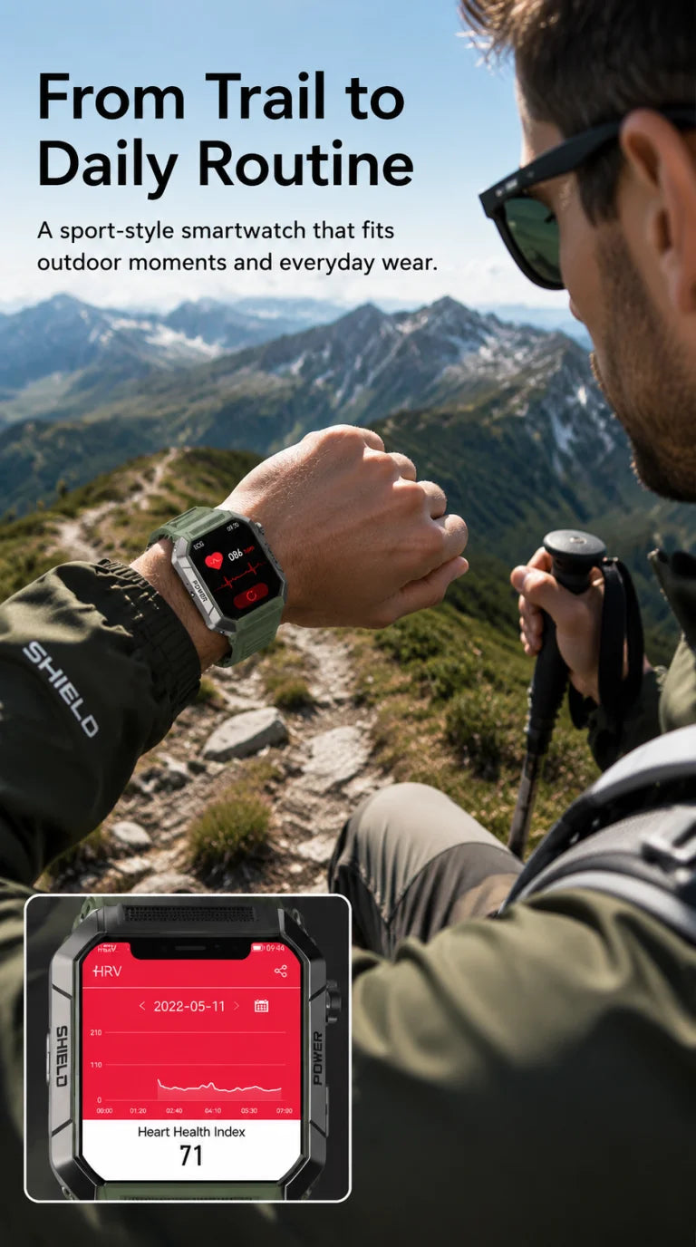 Military Smart Watch Men IP68Waterproof BT Call Fitness Tracker Heart Rate ECG Monitor