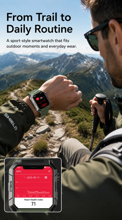 Military Smart Watch Men IP68Waterproof BT Call Fitness Tracker Heart Rate ECG Monitor