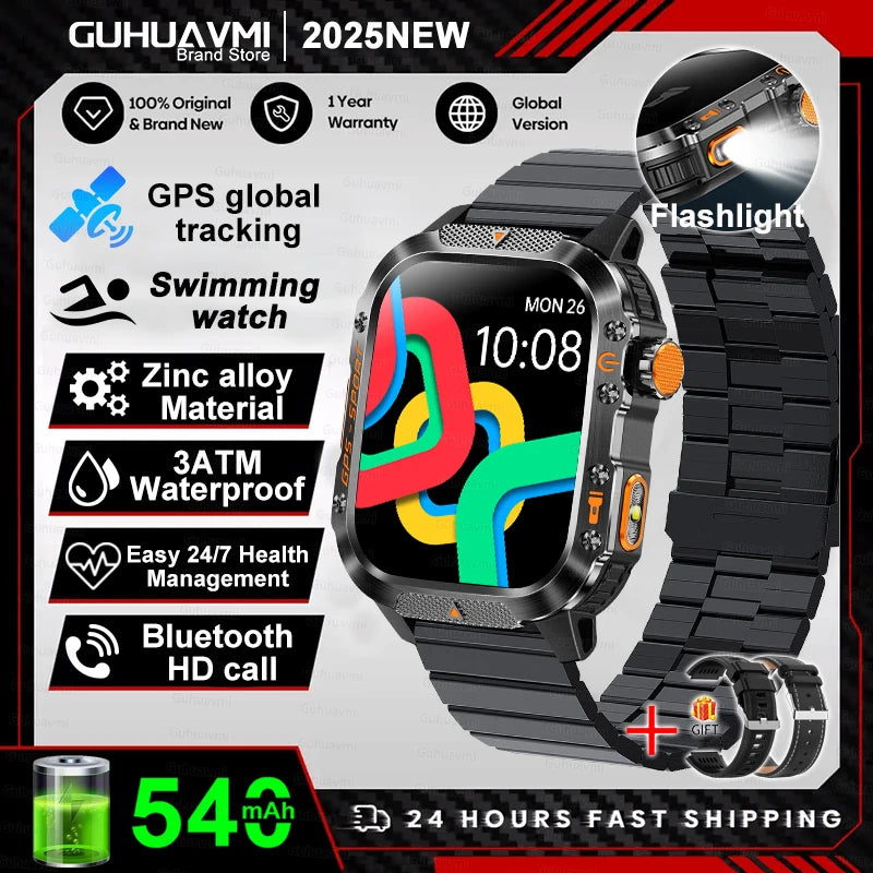 GPS T-Rex 3 Swim Sports Smart Watch 10ATM Waterproof Bracelet Flashlight Compass Bluetooth call Men Fitness Military Smartwatch