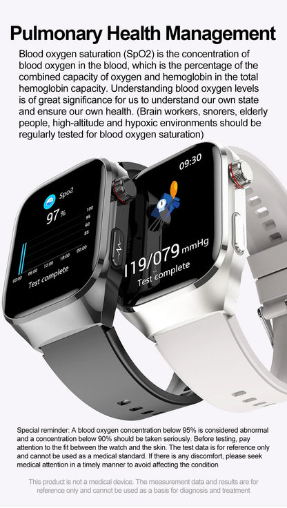 2026 New Nursing Grade Uric Acid Blood Lipids Smart Watch Men ECG+PPG Blood Pressure Heart Rate Bluetooth Call Health Smartwatch