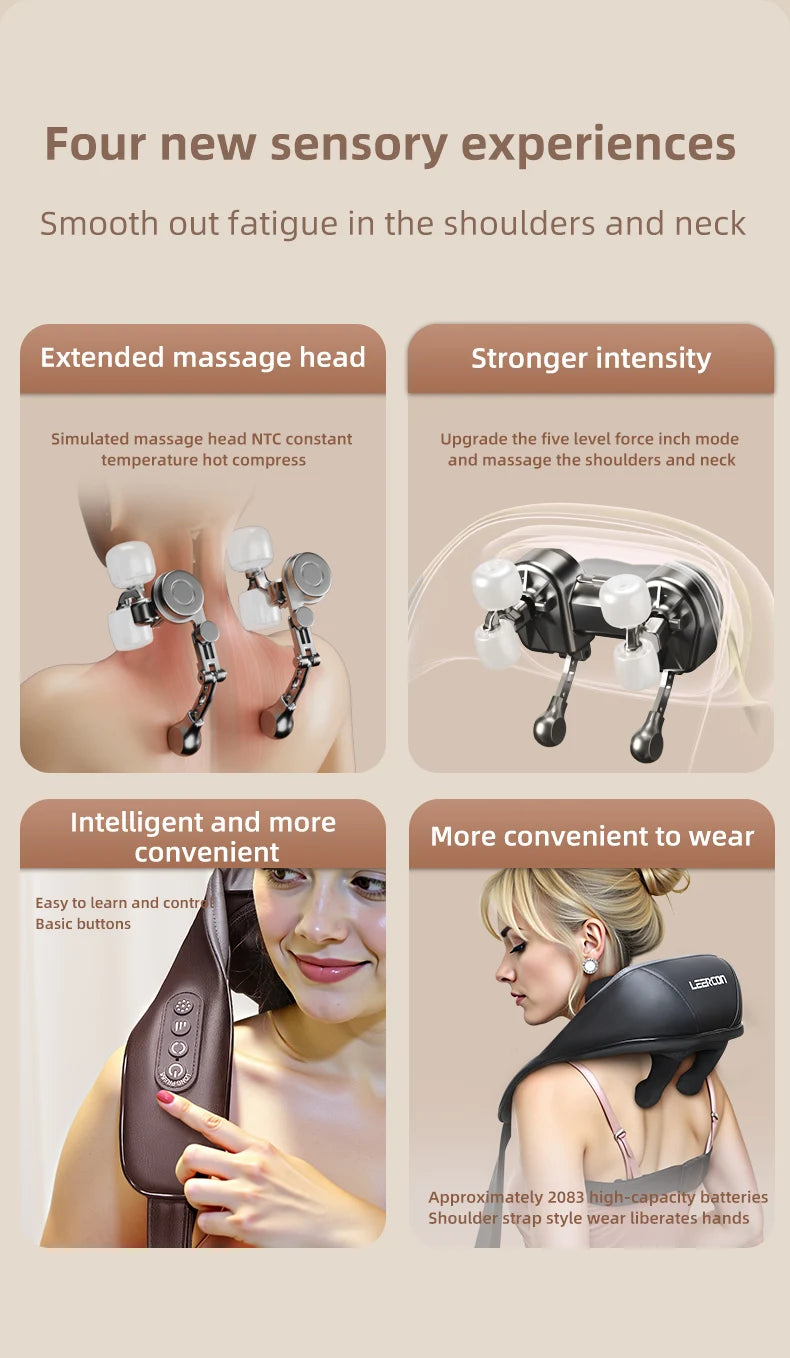 4D Shiatsu Neck and Shoulder Massager with Heat Electric Back Massagers