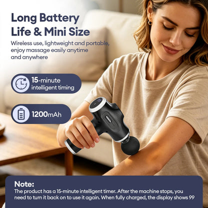 Mini Fascia Gun 38 Level High Frequency Vibration 6-Heads Body Massage Gun Muscle Relaxation Shoulde Waist Back Leg Arm Massager