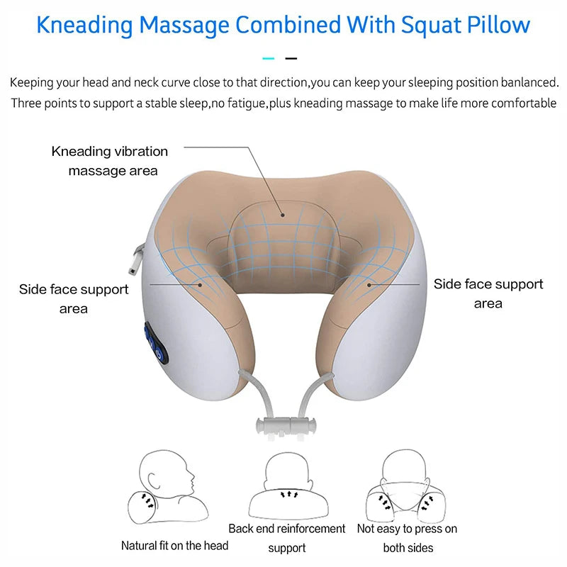 Multifunctional Portable Electric Neck Massager U-Shaped Pillow for Shoulder Cervical Relaxing