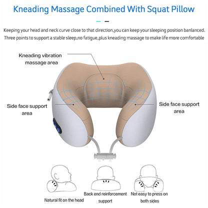Multifunctional Portable Electric Neck Massager U-Shaped Pillow for Shoulder Cervical Relaxing