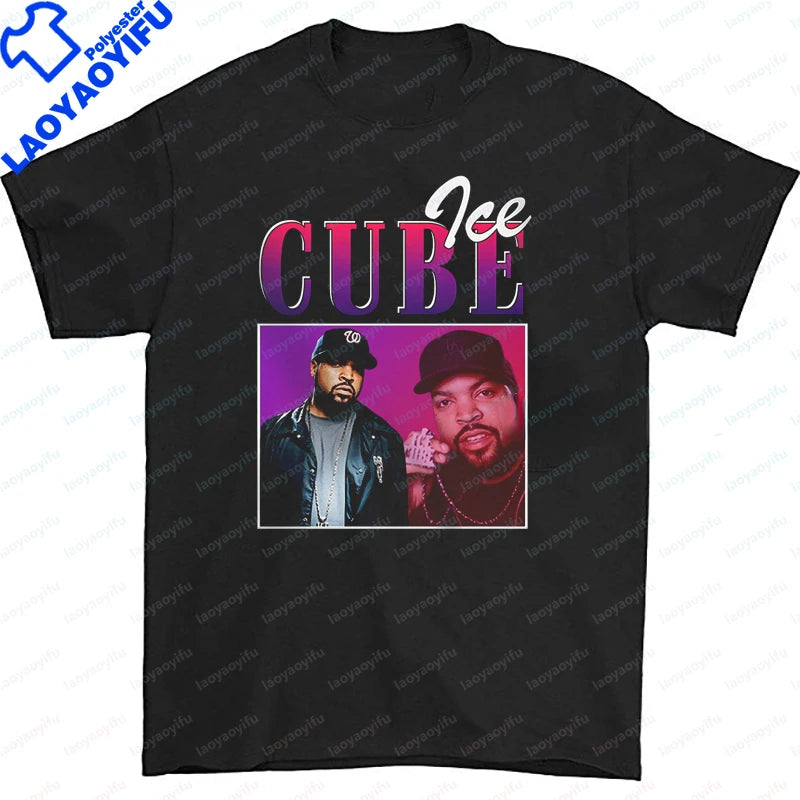 Men Clothing Ice Cube Rapper Hip Hop T-Shirt Vintage Rapper Graphic