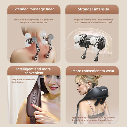 4D Shiatsu Neck and Shoulder Massager with Heat Electric Back Massagers