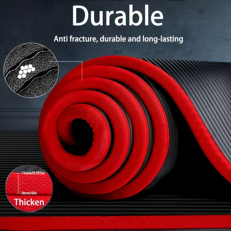 15mm NBR Yoga Mat Anti Slip Thickened Style for Beginners, Home Yoga Mat for Sports, Dance, Fitness Floor Mat Equipment
