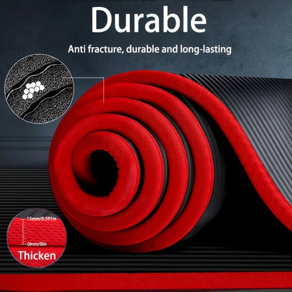 15mm NBR Yoga Mat Anti Slip Thickened Style for Beginners, Home Yoga Mat for Sports, Dance, Fitness Floor Mat Equipment