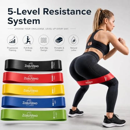 5-Pack Workout Resistance Bands: Elastic for Strength, Stretching, Pilates and Yoga.