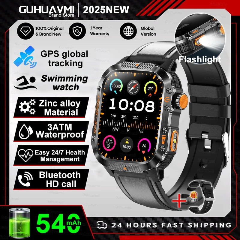 GPS T-Rex 3 Swim Sports Smart Watch 10ATM Waterproof Bracelet Flashlight Compass Bluetooth call Men Fitness Military Smartwatch