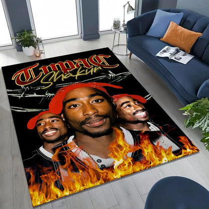 Tupac 2pac Rapper Eminem Hip Hop Rap God Art Rug for Bedroom Living Room Sofa Home Doormat Decor,