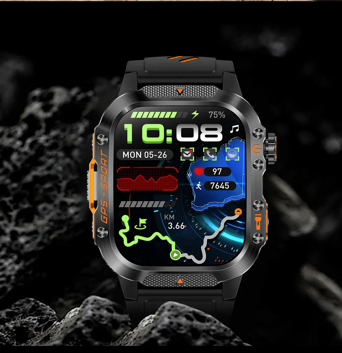 GPS T-Rex 3 Swim Sports Smart Watch 10ATM Waterproof Bracelet Flashlight Compass Bluetooth call Men Fitness Military Smartwatch