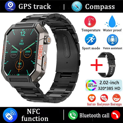 Military Smart Watch Men IP68Waterproof BT Call Fitness Tracker Heart Rate ECG Monitor