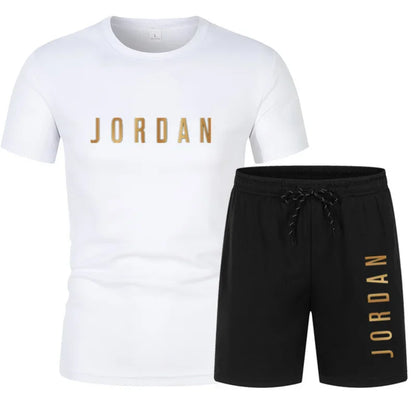 Fashion Trendy Casual Sports Two Piece Set Youth Men's Short sleeved T-shirt+Shorts Set