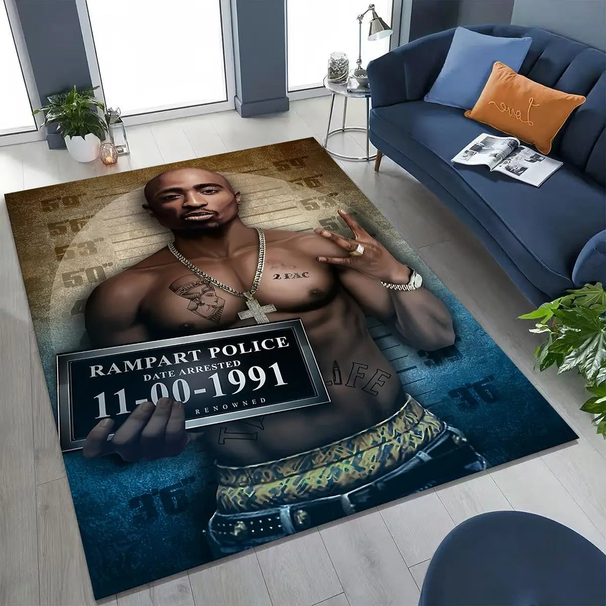 Tupac 2pac Rapper Eminem Hip Hop Rap God Art Rug for Bedroom Living Room Sofa Home Doormat Decor,