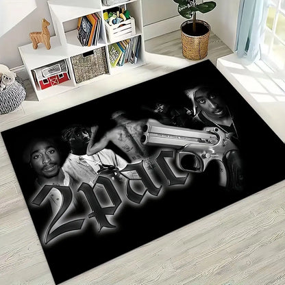 Tupac 2pac Rapper Eminem Hip Hop Rap God Art Rug for Bedroom Living Room Sofa Home Doormat Decor,