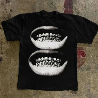 2000s Vintage Casual Girl Print Y2k Women's Tshirts Short Sleeve O-Neck Streetwear Harajuku Gothic Tee Crop Top Men Kid Clothes