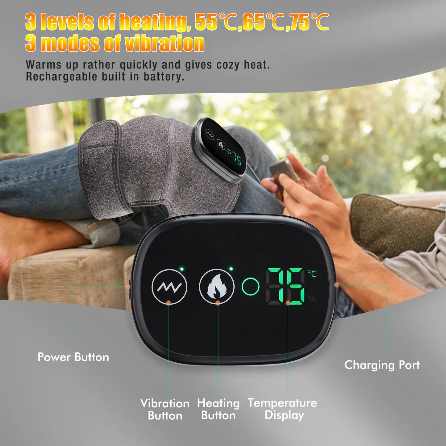 Eletric Heating Knee Massage Device Vibration Knee Pads for Shoulder Elbow Joint Warm Massage