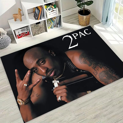 Tupac 2pac Rapper Eminem Hip Hop Rap God Art Rug for Bedroom Living Room Sofa Home Doormat Decor,