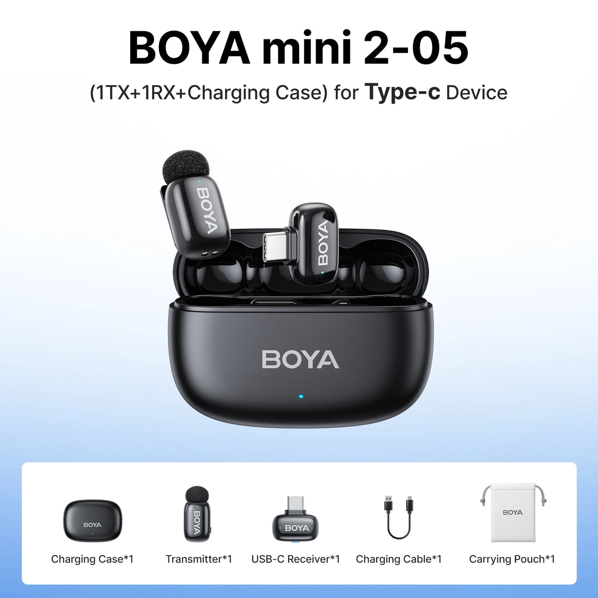 BOYA Mini 2 Wireless Lavalier Microphone AI Noise Reduction Mini Mic for iPhone 6-14/15-17 USB-C Android Phone Video Recording