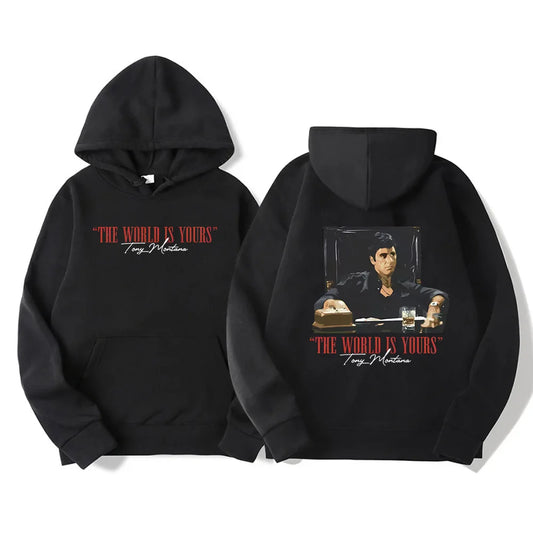 Classic Scarface Movie Hoodies Men Women Retro Gothic Pullovers Sweatshirts The World Is Your Tony Montana Streetwear