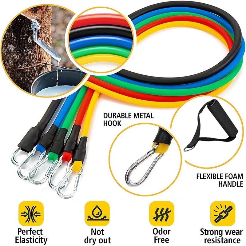 11pcs/Set Pull Rope, Resistance Bands, Portable Fitness Equipment