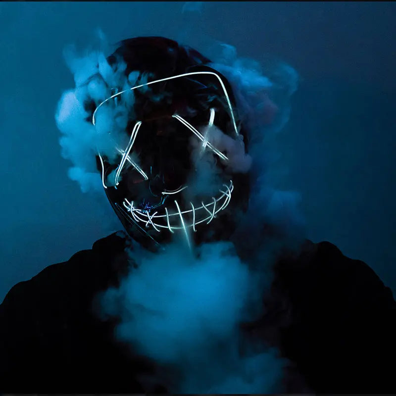 Wireless Neon LED Purge Mask Glow in The Dark Cosplay Horror Mask Halloween