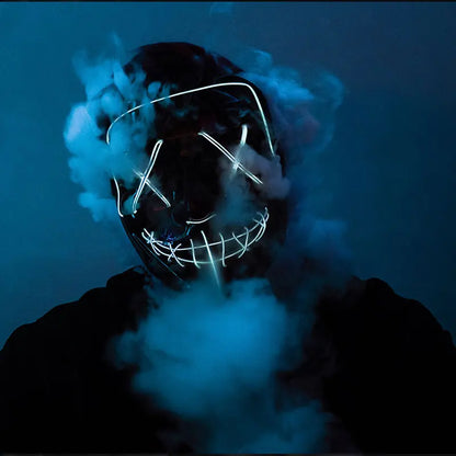 Wireless Neon LED Purge Mask Glow in The Dark Cosplay Horror Mask Halloween