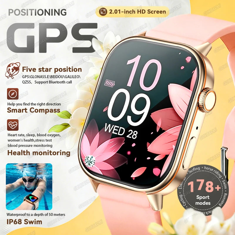 Newly Built-in GPS Sports Fitness Pilates Smart Watch Women Fashion Precise Positioning 5ATM Waterproof Bluetooth Call Bracelets