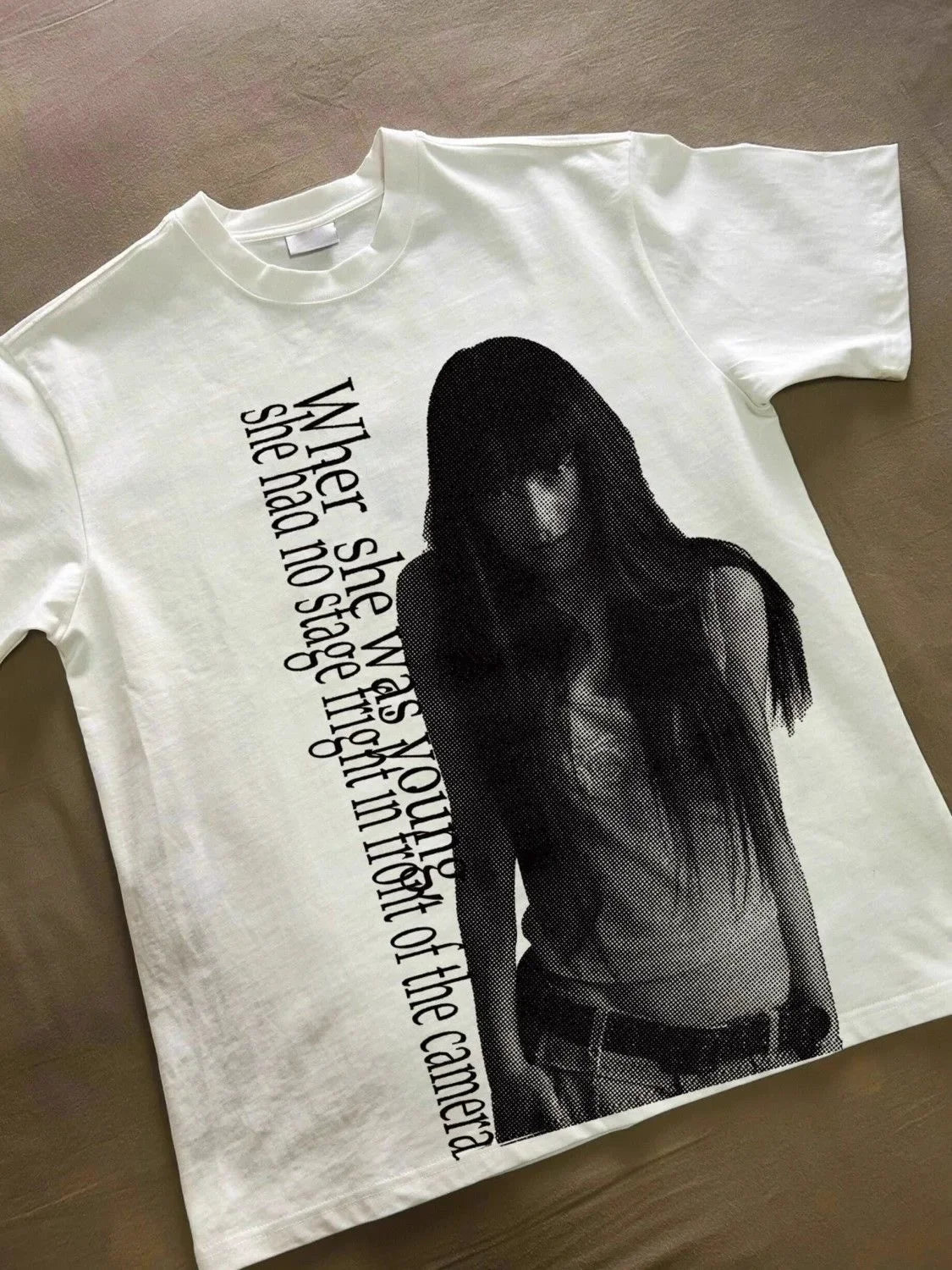 2000s Vintage Casual Girl Print Y2k Women's Tshirts Short Sleeve O-Neck Streetwear Harajuku Gothic Tee Crop Top Men Kid Clothes