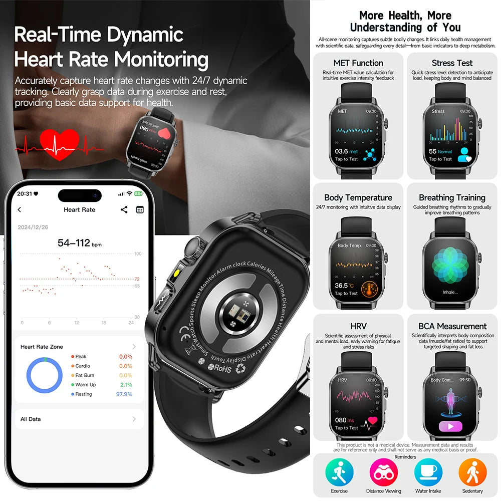 2026 New Nursing Grade Health Analysis SmartWatch ECG+PPG