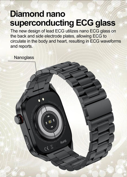 2026 New Nursing Grade Uric Acid Blood Lipids Smart Watch Men ECG+PPG Blood Pressure Heart Rate Bluetooth Call Health Smartwatch