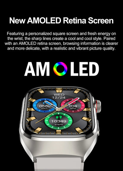 2026 New Nursing Grade Uric Acid Blood Lipids Smart Watch Men ECG+PPG Blood Pressure Heart Rate Bluetooth Call Health Smartwatch