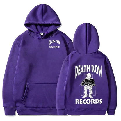 Death Row Inmate Record Print Hip-hop Street Cool Men Hooded Sweatshirt Autumn Winter Daily