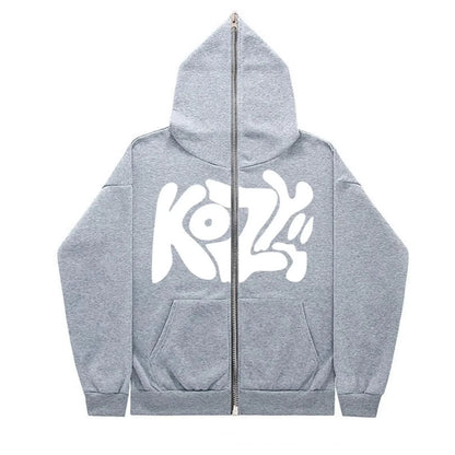 unisex fashionable full zip hoodie, casual zipper hoodie