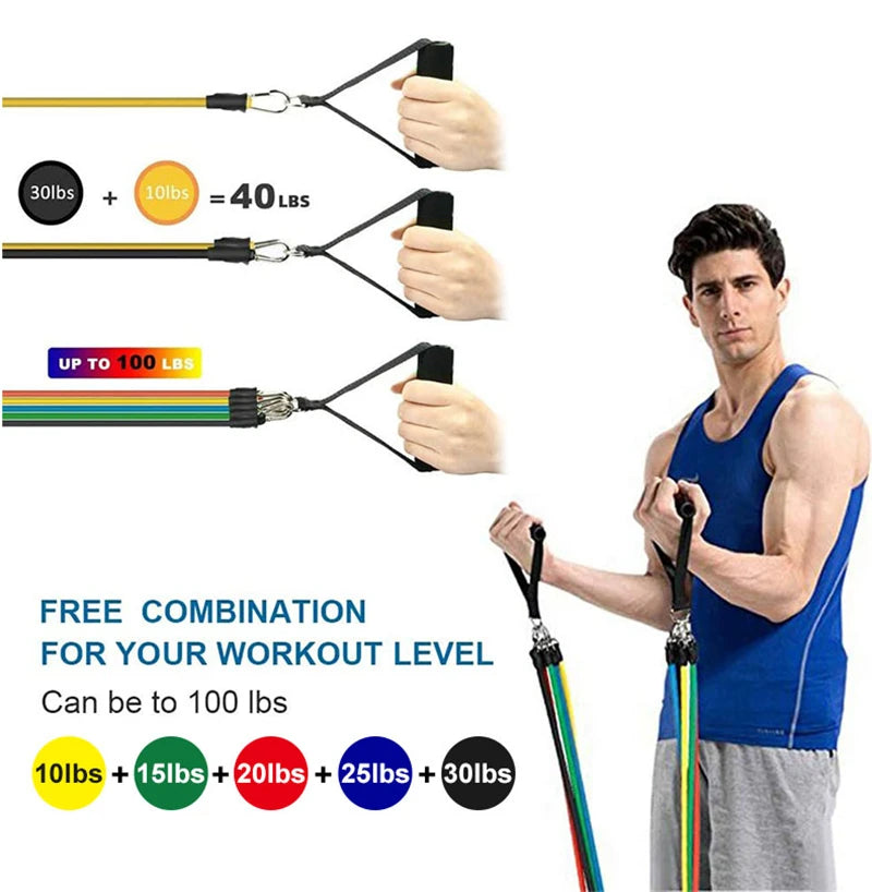 11pcs/Set Pull Rope, Resistance Bands, Portable Fitness Equipment