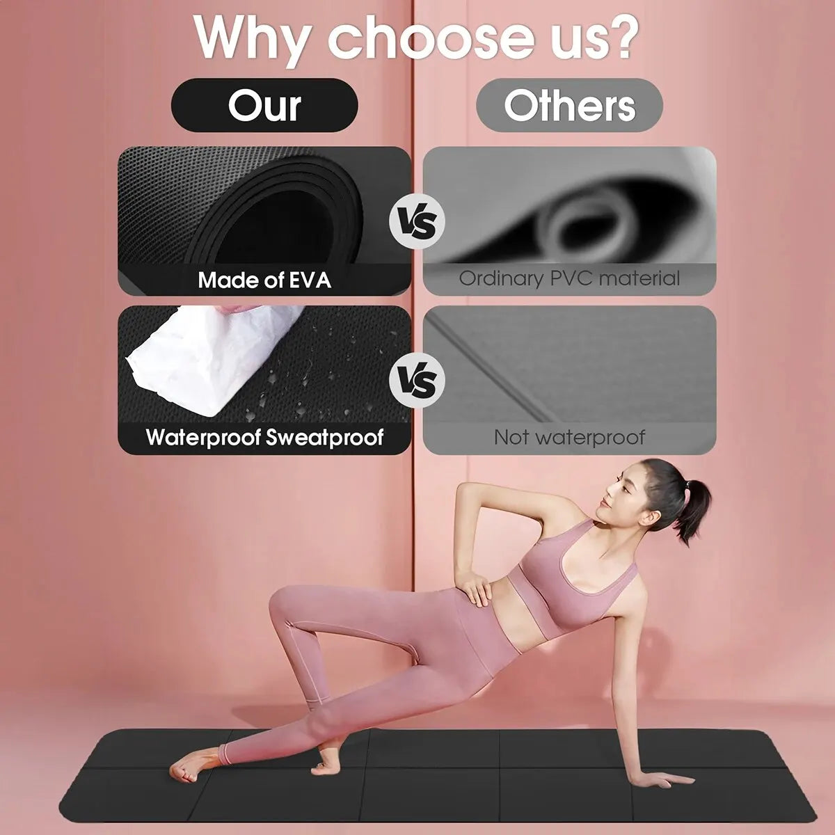 Yoga Mat Sports Fitness EVA Comfortable Foam 4mm Thick Yoga Mat Sports Yoga and Pilates  Gymnastics Mat