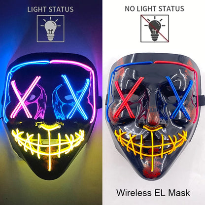 Wireless Neon LED Purge Mask Glow in The Dark Cosplay Horror Mask Halloween