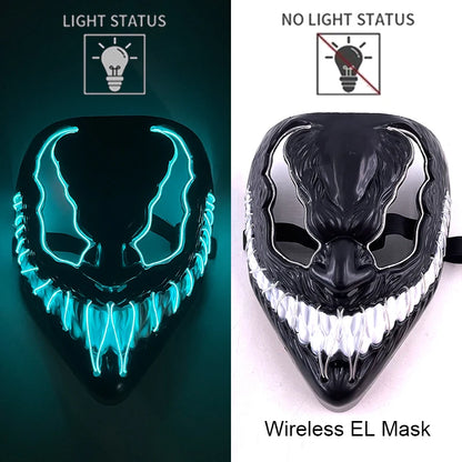 Wireless Neon LED Purge Mask Glow in The Dark Cosplay Horror Mask Halloween