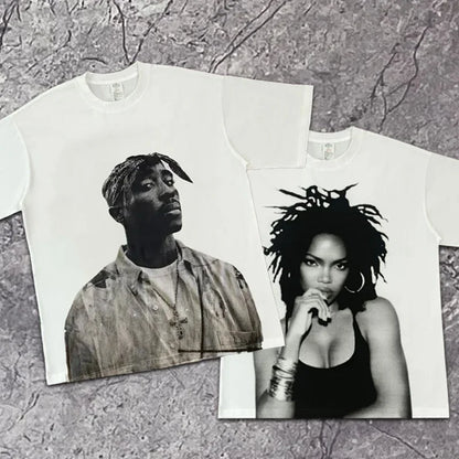 2000s Vintage Casual Girl Print Y2k Women's Tshirts Short Sleeve O-Neck Streetwear Harajuku Gothic Tee Crop Top Men Kid Clothes