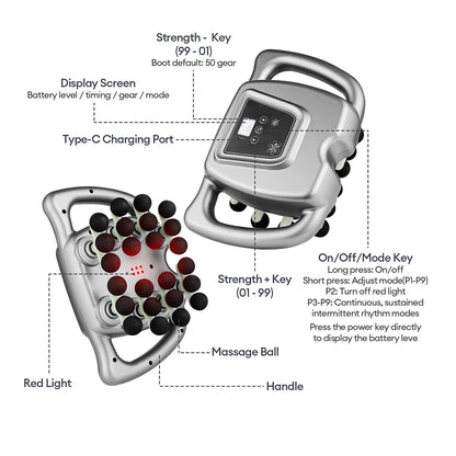 24-Heads Fascia Gun High-Frequency Vibration Body Massage Gun Back and Waist Massager