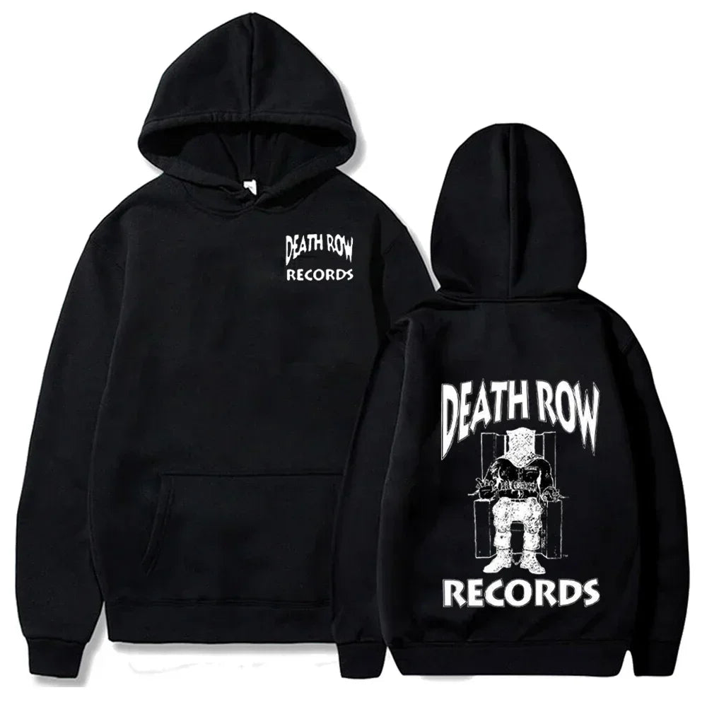 Death Row Inmate Record Print Hip-hop Street Cool Men Hooded Sweatshirt Autumn Winter Daily