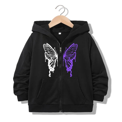 Zipper Hoodie Funny Casual Cat Letter Hoodies Jackets Boys Girls Y2k Comfortable Zip Up