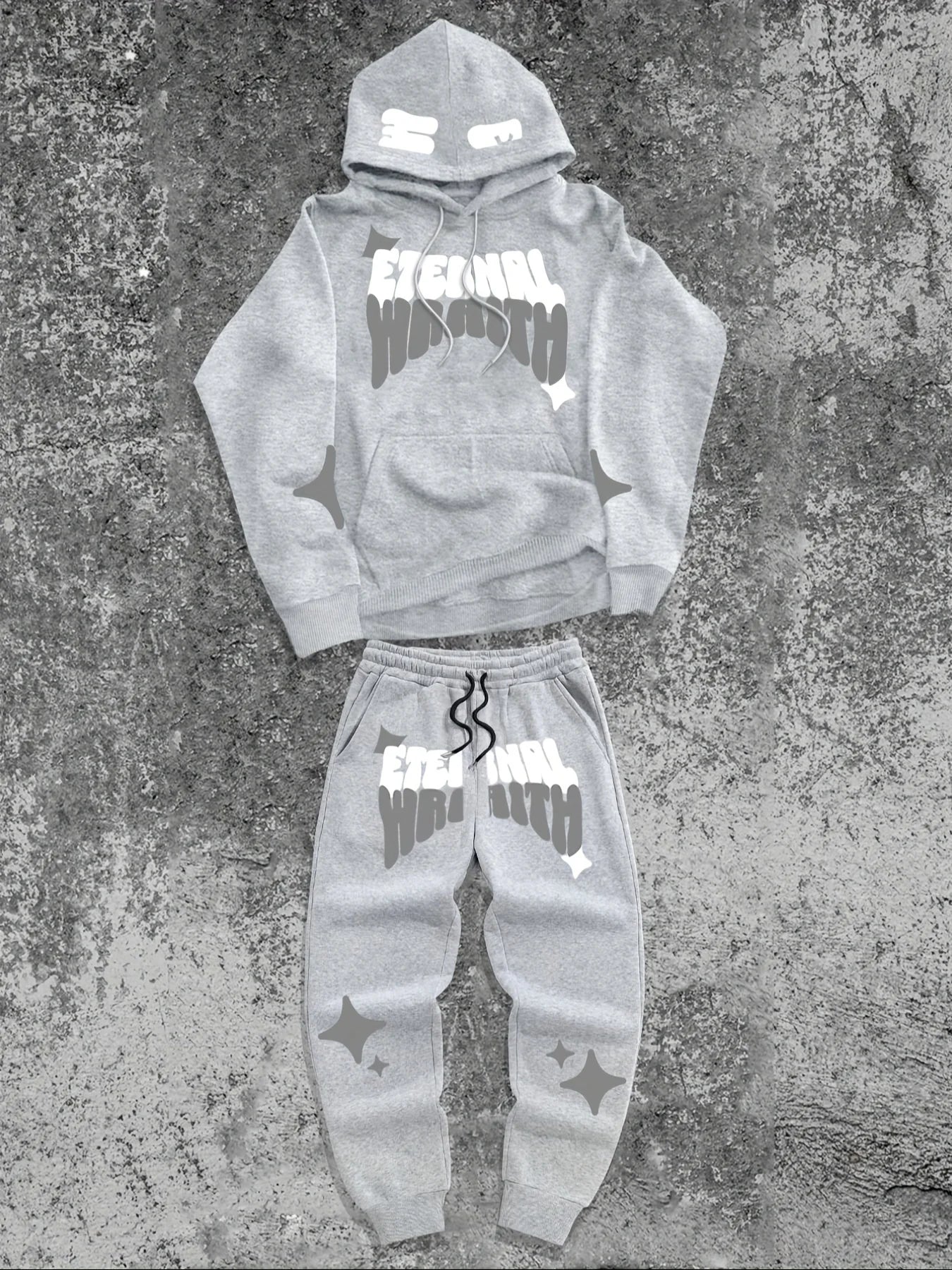 Spring and Autumn new men's hoodie set is a casual and fashionable streetwear collection with letter prints