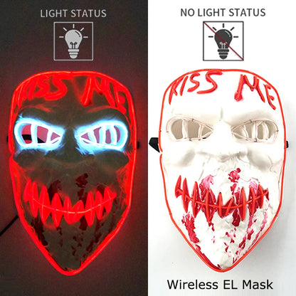 Wireless Neon LED Purge Mask Glow in The Dark Cosplay Horror Mask Halloween