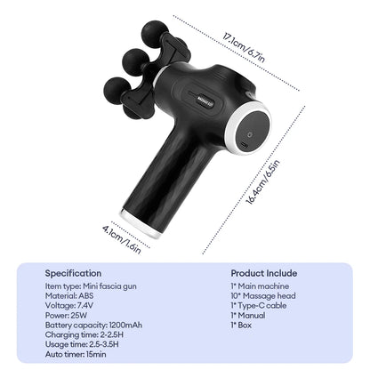 Mini Fascia Gun 38 Level High Frequency Vibration 6-Heads Body Massage Gun Muscle Relaxation Shoulde Waist Back Leg Arm Massager