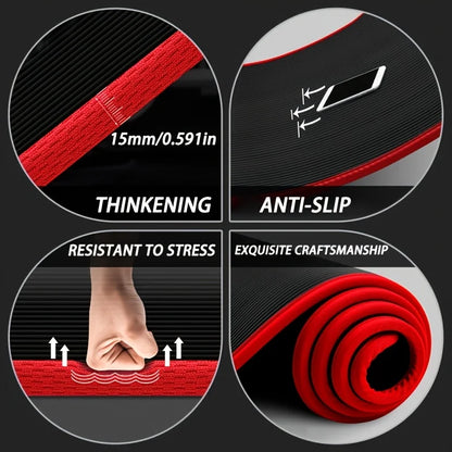 15mm NBR Yoga Mat Anti Slip Thickened Style for Beginners, Home Yoga Mat for Sports, Dance, Fitness Floor Mat Equipment